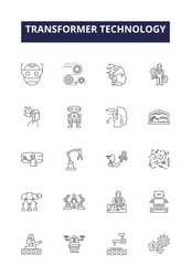 transformer technology line icons and signs vector