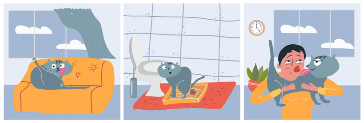troll cats square compositions vector image