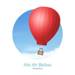 3d realistic red hot air balloon on blue vector