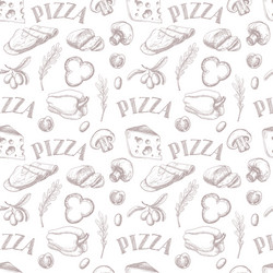 Seamless pattern with ingredients for pizza vector