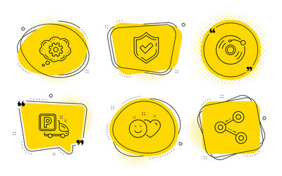 Smile confirmed and vinyl record icons set vector