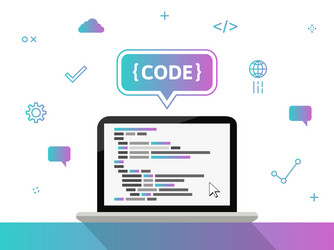 Coding programming and code on notebook screen vector