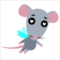 Cute rat cartoon hug character white Royalty Free Vector