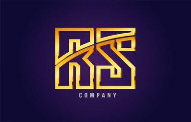 Gold golden alphabet letter rs r s logo vector