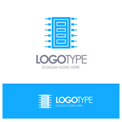 tech hardware chip computer connect blue solid vector image