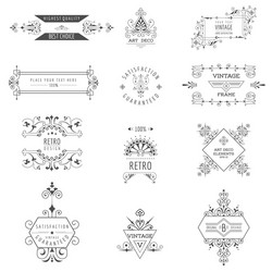 Set linear thin line art deco retro vintage Vector Image