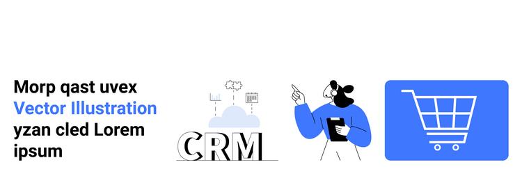 crm concept with cloud computing shopping cart vector image