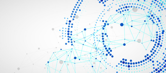 polygonal science background with connecting dots vector image