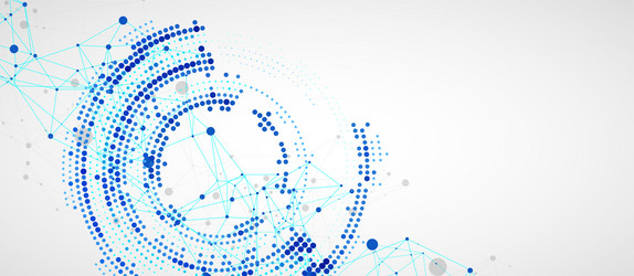 polygonal science background with connecting dots vector image