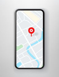 smartphone with navigation app on screen vector