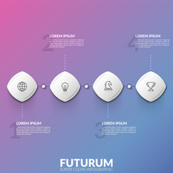 four square elements with linear icons inside vector image