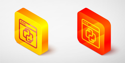 isometric line python programming language icon vector image