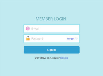 login or sign in screen form box ui web template vector image