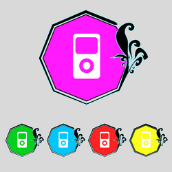 Portable musical player icon set color buttons vector