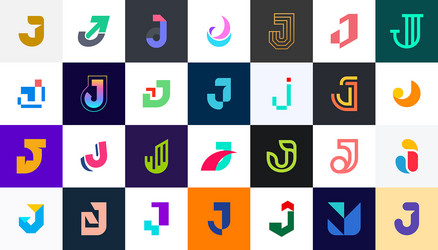 Abstract logos collection with letter j vector