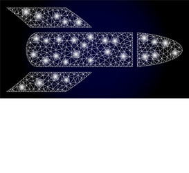 bright web net rocket with glare spots vector image