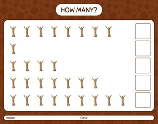 How many counting game with dead tree worksheet vector