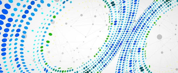 polygonal science background with connecting dots vector image