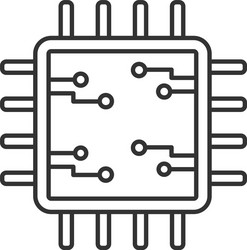 processor with electronic circuits linear icon vector image