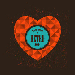 Retro heart with round banner for your message vector