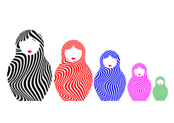 Russian nesting dolls matrioshka set icon vector