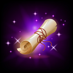 sparkly paper scroll icon for game or mobile app vector