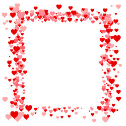 chaotic pattern of hearts square frame background vector image