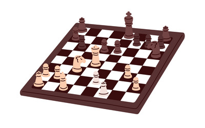 Chessboard and chess pieces strategy board game vector