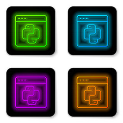 glowing neon line python programming language icon vector image