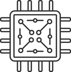 processor with electronic circuits linear icon vector image
