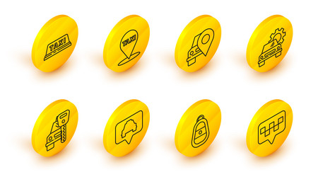 Set line map pointer with taxi car key remote vector