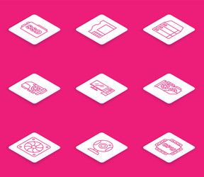 set line ssd card server data web hosting vector image