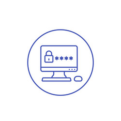 computer with password access line icon vector image