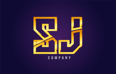 Gold golden alphabet letter sj s j logo vector