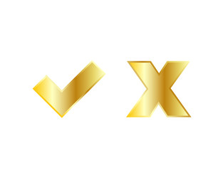 check and reject icon gold approved sign vector