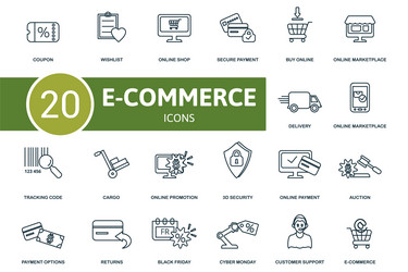 e-commerce icon set collection of simple elements vector