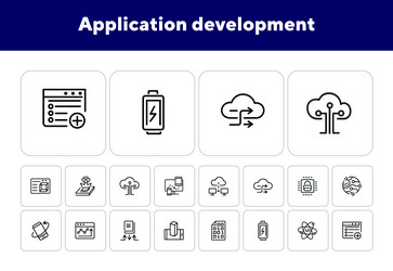 application development line icon set vector image