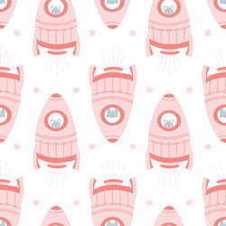 cat and mice in spaceship seamless pattern design vector image
