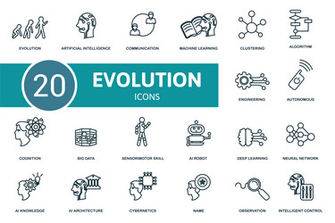 evolution icon set collection of simple elements vector image