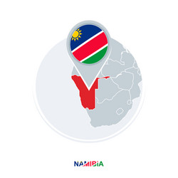 namibia map and flag icon with highlighted vector