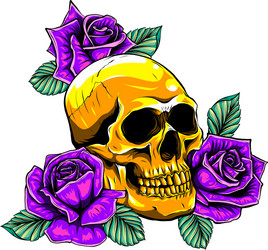 old school rose tattoo with skull traditional Vector Image