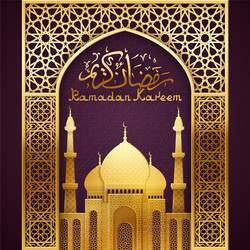 Ramadan Golden Arch Mosque Background Vector Image
