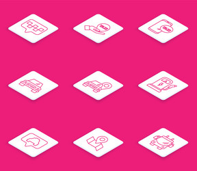 set line map pointer with taxi hand vector image