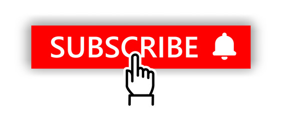 Subscribe button and hand cursor red vector