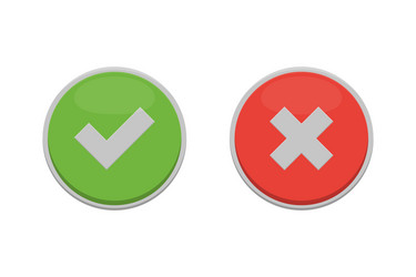 white cross and check mark icons flat buttons vector image