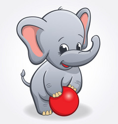 Cute Baby Elephant with Red Ball Vector Image