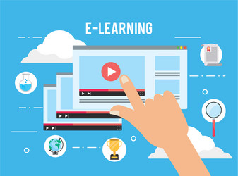 Elearning website video with study certificate vector