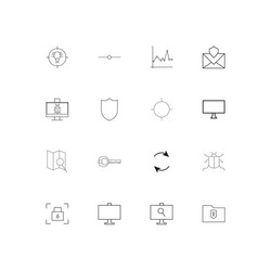 internet security linear thin icons set outlined vector image