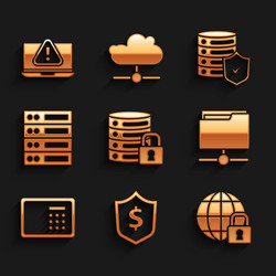 Set server security with lock shield dollar vector