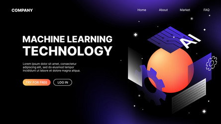 Machine learning technology website template vector